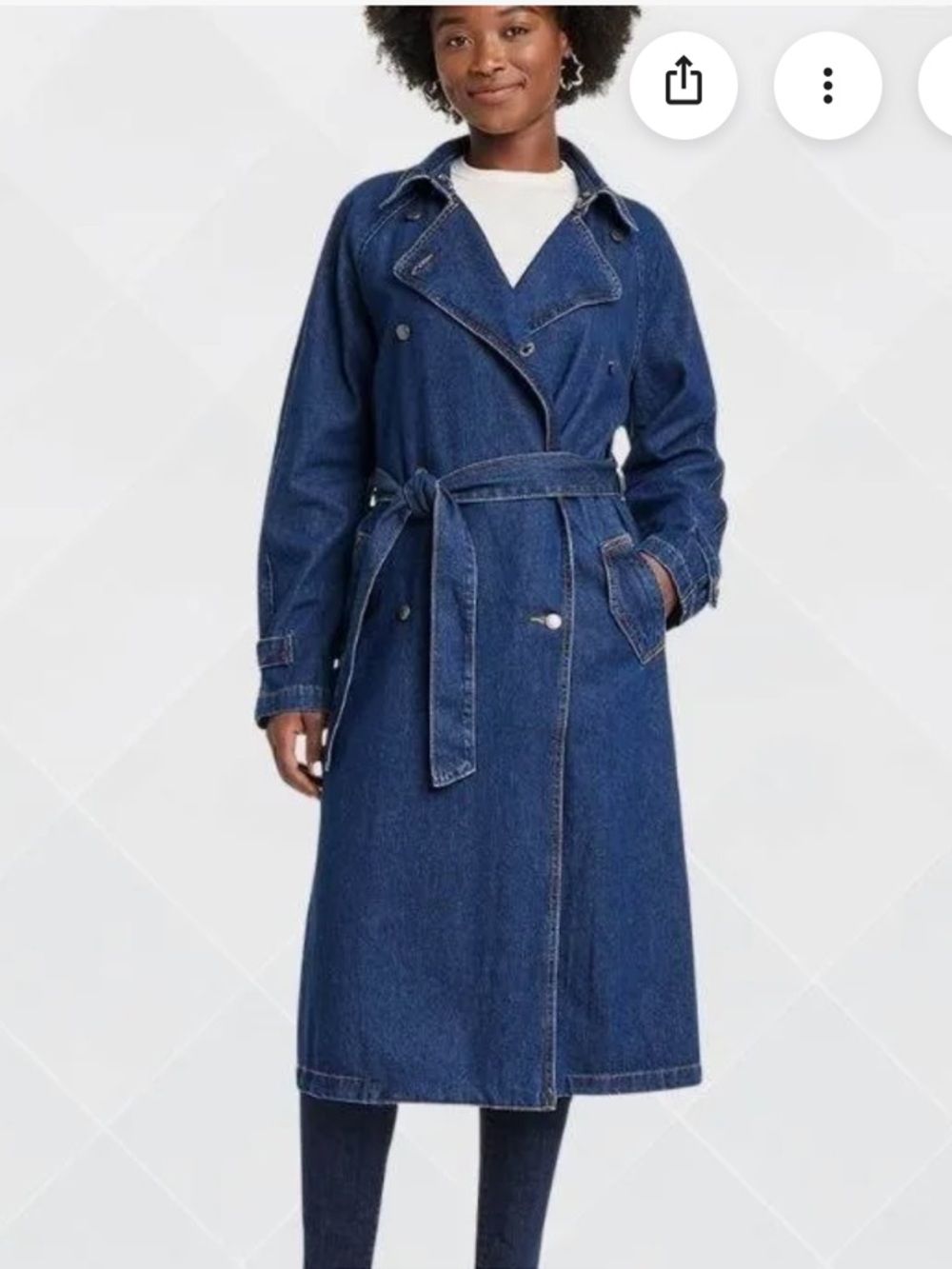 Universal Thread Denim Trench Coat - Dark Wash Longline Belted Jacket Large